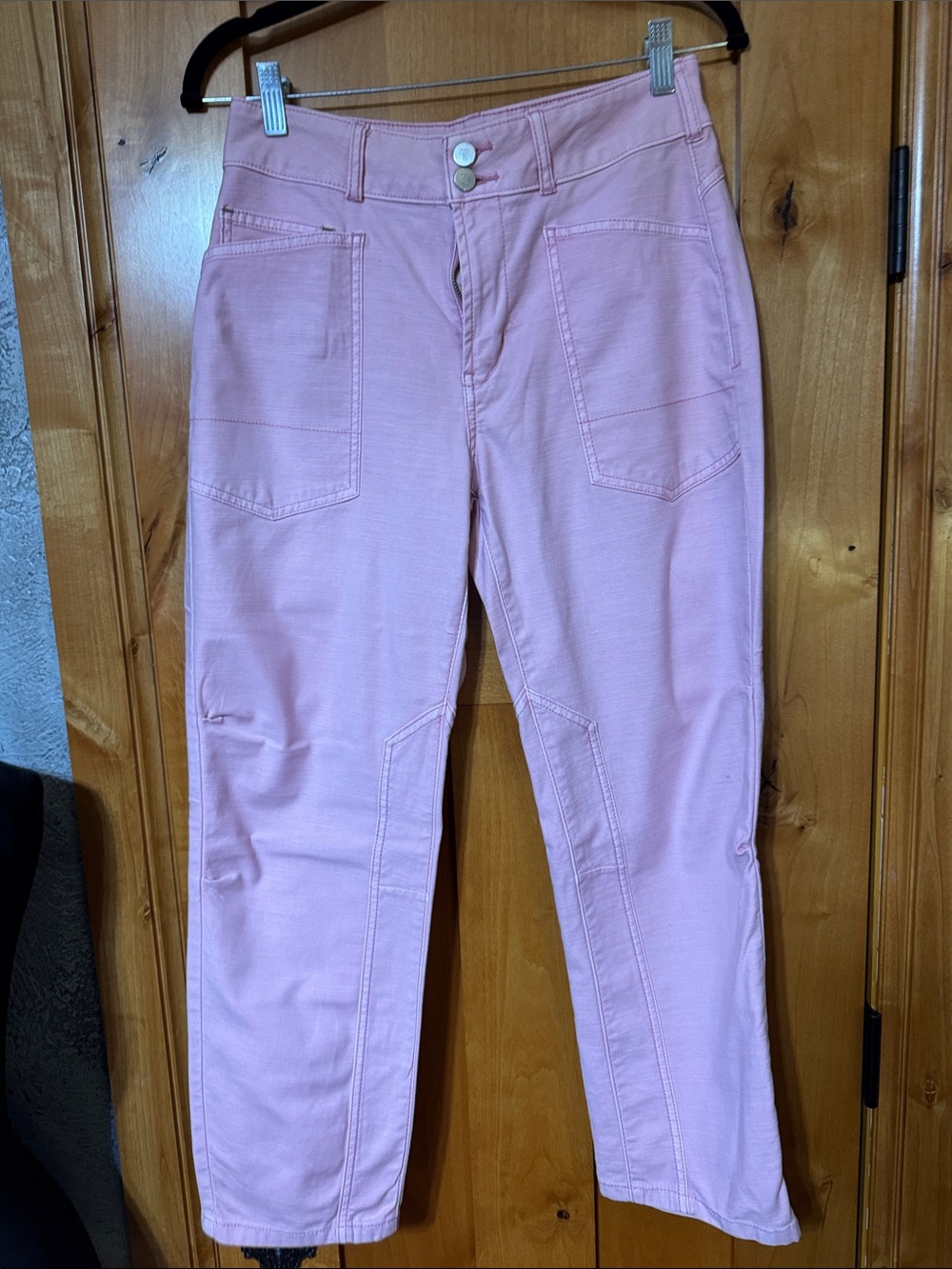 Pilcro Pink Straight-Leg Pocket Pants